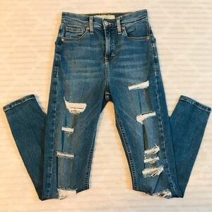 TopShop Moto Jaime High Waisted Skinny Distressed Skinny Jeans size 0 25